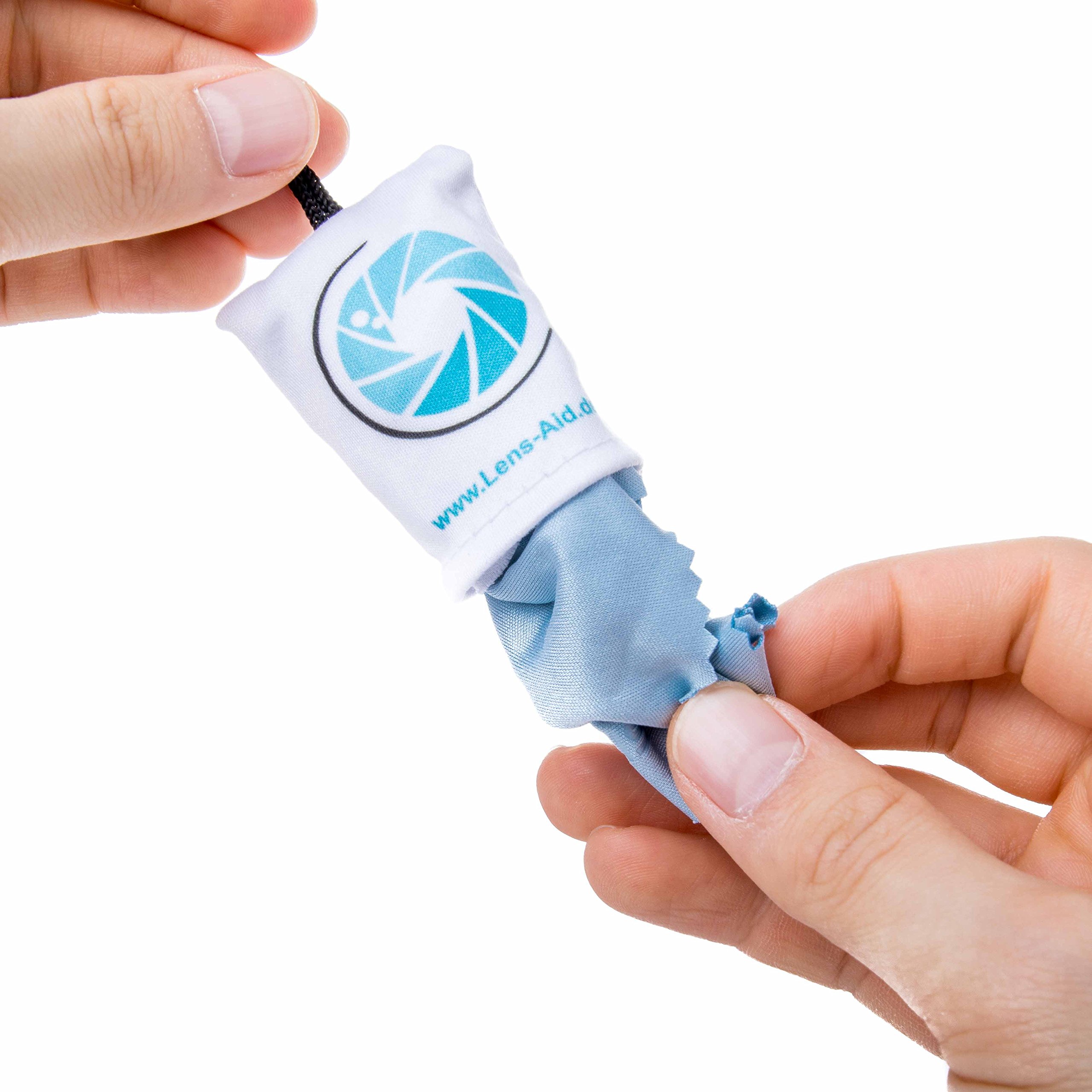 Mikrofaser Reinigungstuch mit Aufbewahrungsbeutel und Karabiner von Lens-Aid: Für Kamera, Objektiv, Display, Notebook, Smartphone und als Brillen-Putztuch zur Reinigung (1x Mikrofasertuch)