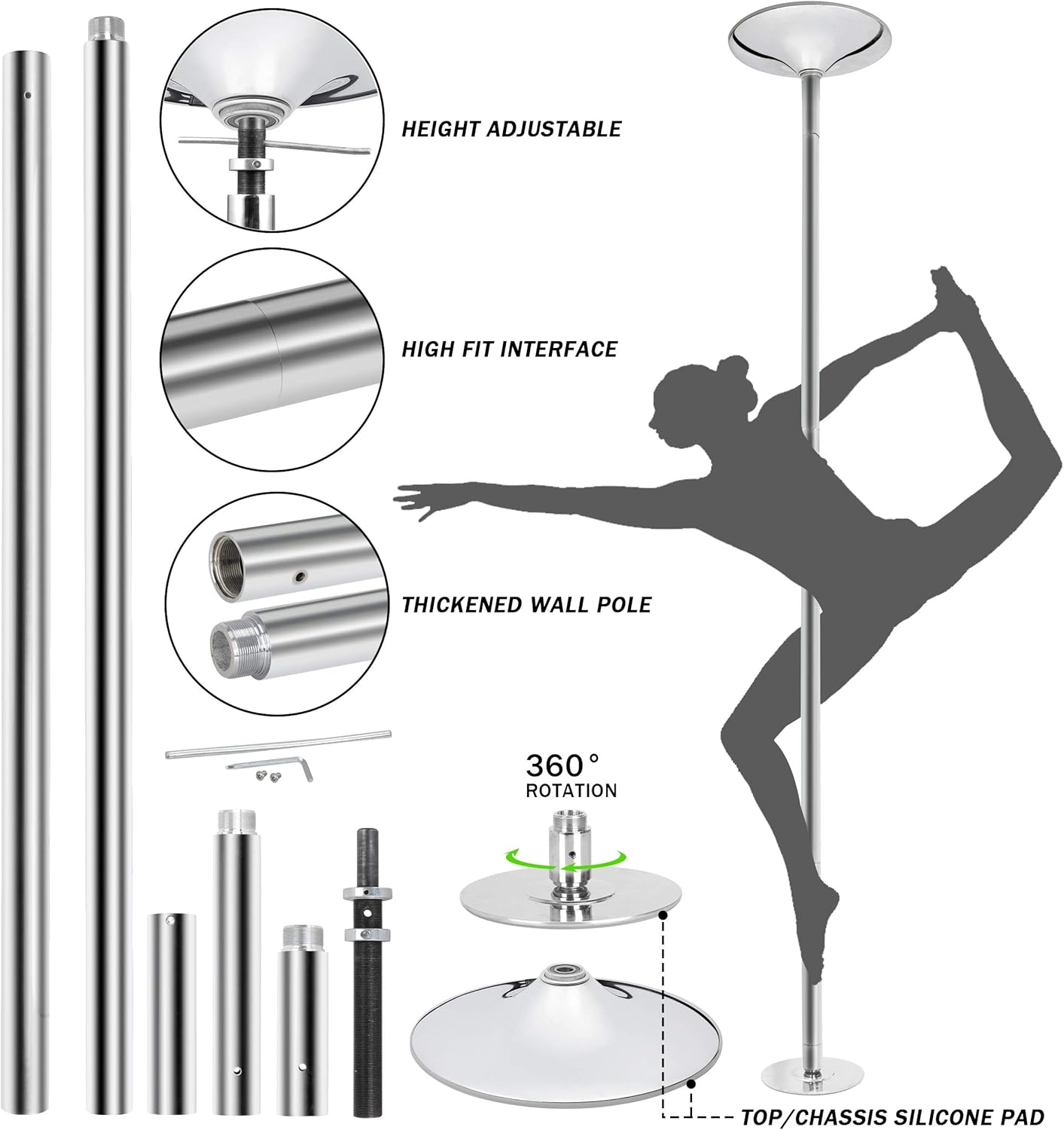 Smartxchoices Removable Dance Pole Kit 45mm Fitness