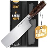 Cutluxe Nakiri Knife, 7" Japanese Meat &amp; Vegetable Knife for Chopping | Ultra Sharp High Carbon Stainless Steel, Full Tang Pakkawood Handle &ndash; Shinobi Series