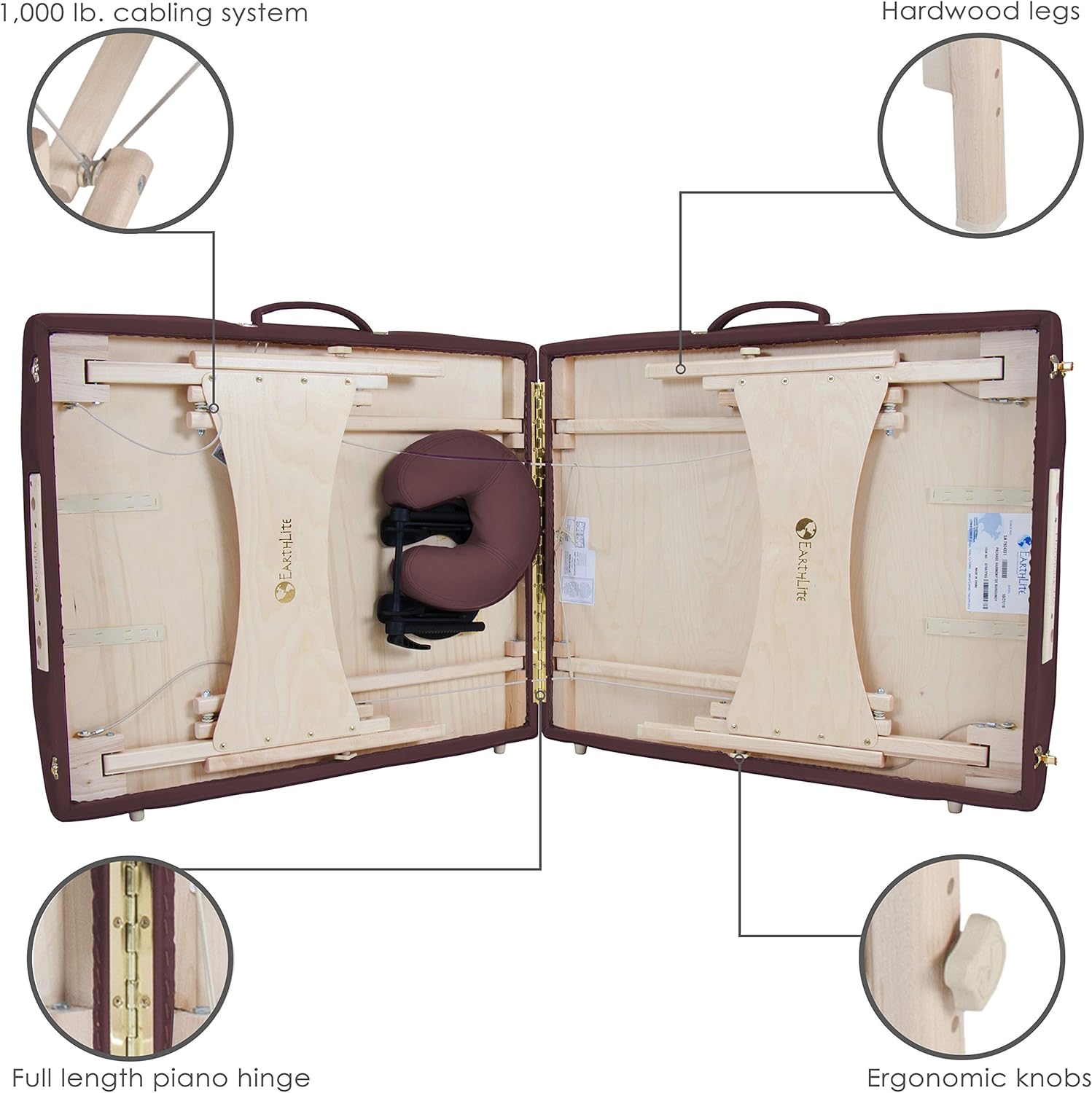 EARTHLITE Portable Massage Table HARMONY DX – Eco-Friendly Design, Hard Maple, Superior Comfort, Deluxe Adjustable Face Cradle, Heavy-Duty Carry Case (30" x 73"): Sports & Outdoors