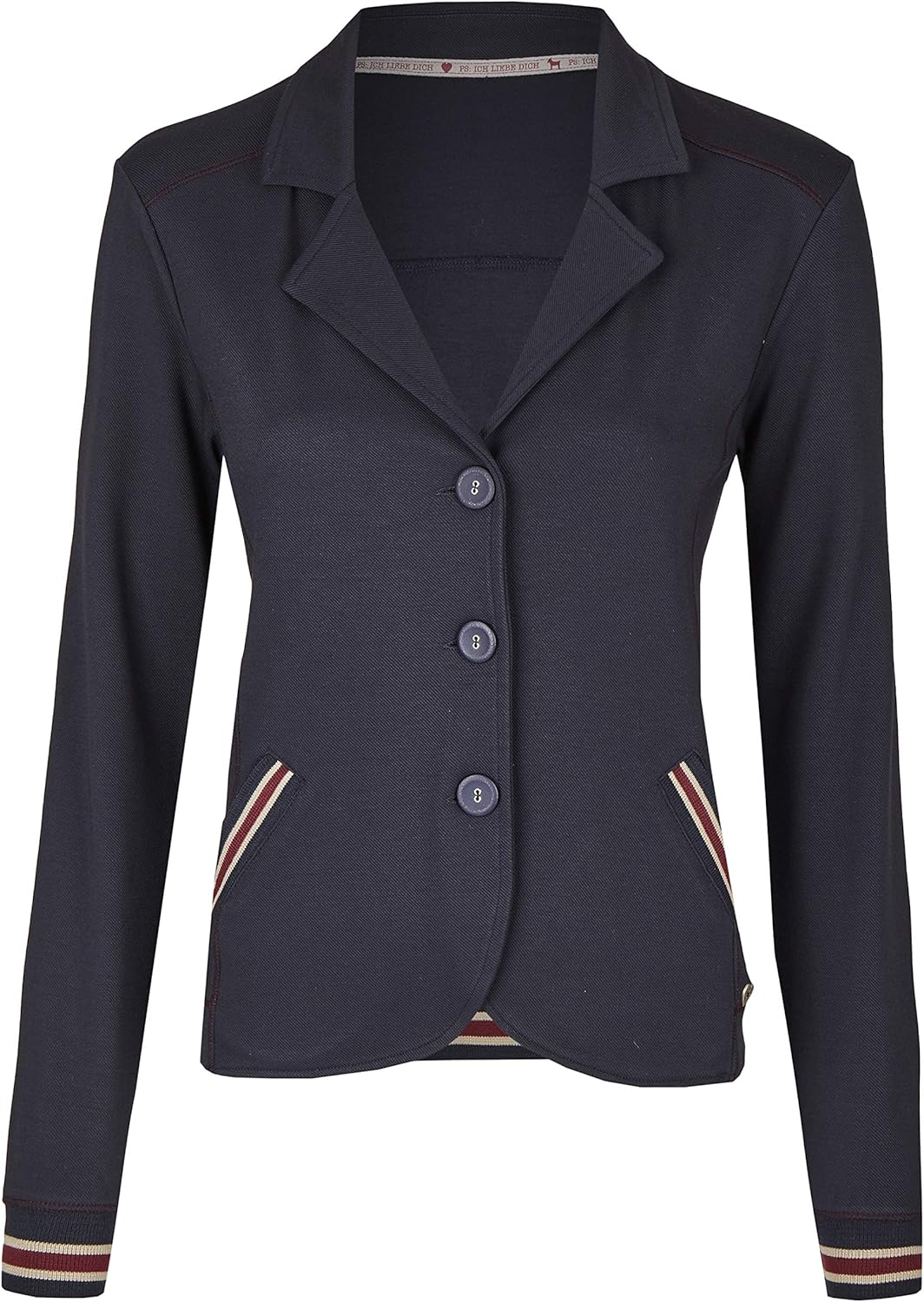 Heimatliebe Damen Blazer Mit Gestreiften Bündchen Amazonde Bekleidung