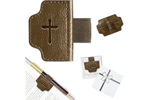 KIKIDWIS BygoneMark Personalized Magnetic Leather Bookmark with Pen Holder - Custom Name Initial Engraving, Unique Gift for Book Lovers, Readers, Travelers (Dark Brown-Cross)