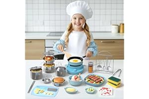 Gotoofun Gotoofun Kids Cooking Set Real for Beginners, 28PCS Mini Kitchen Starter Set with Safe Knife, Easy Cooking Toys for 
