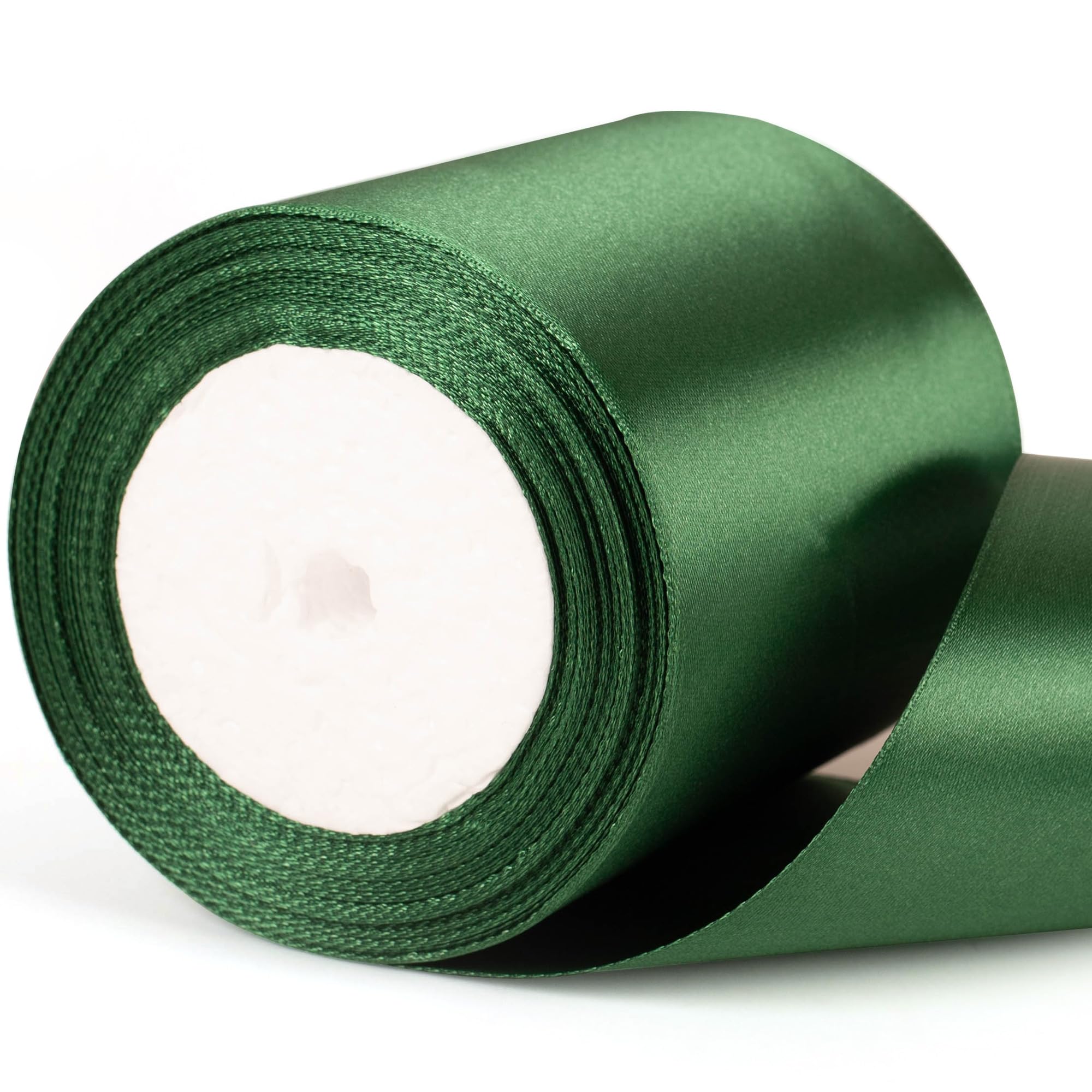 22m x 10cm Wide Dark Green Satin Ribbon, Deep Green Thick Wedding Car Ribbon for Gift Wrapping, Bouquet, Cake, Craft Decorations, Premium 4 Inch Florist Ribbons for Christmas Birthday Present
