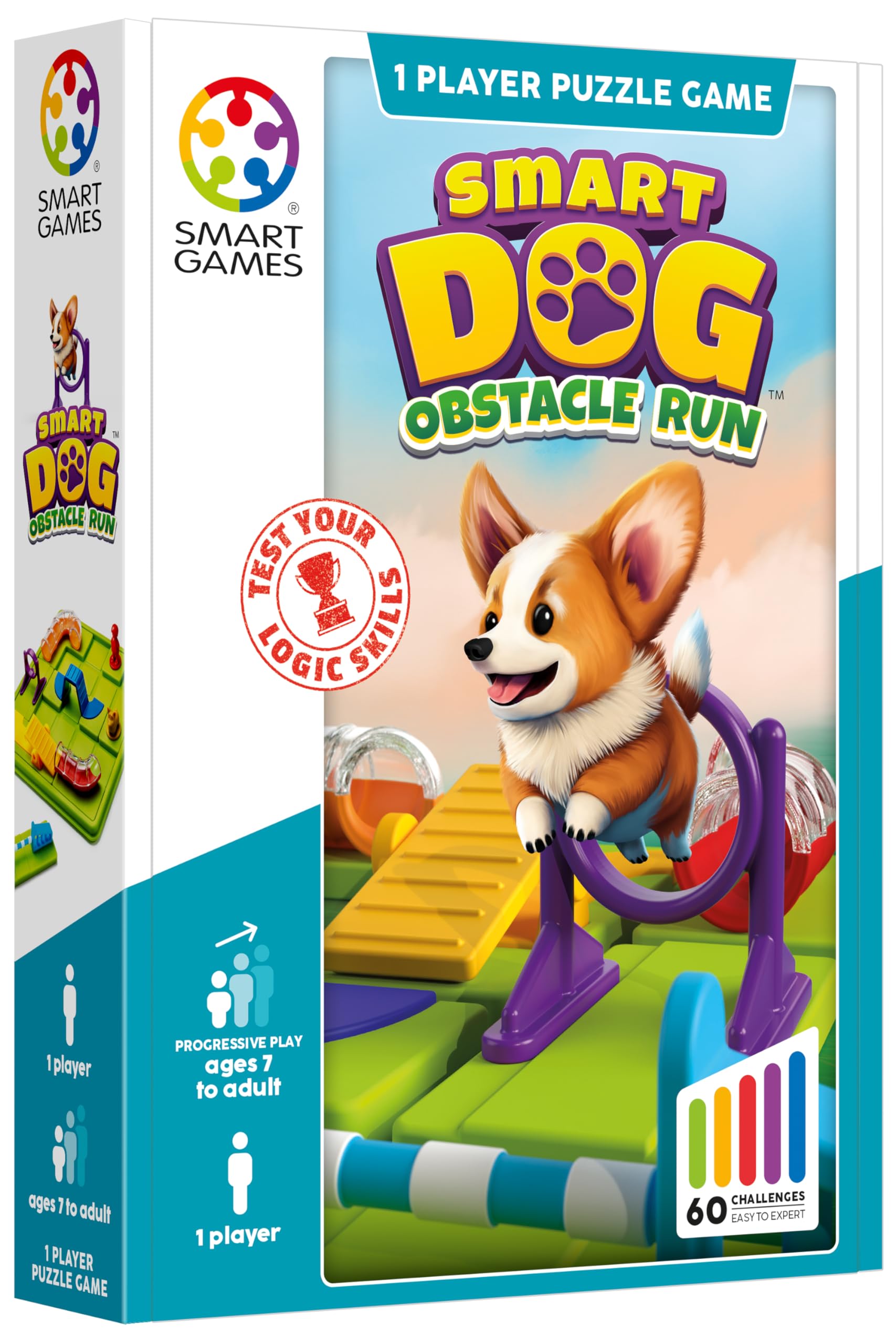 SmartGames Smart Dog: Agility Course Travel-Friendly Logic Game for Ages 7 - Adult with 60 Challenges