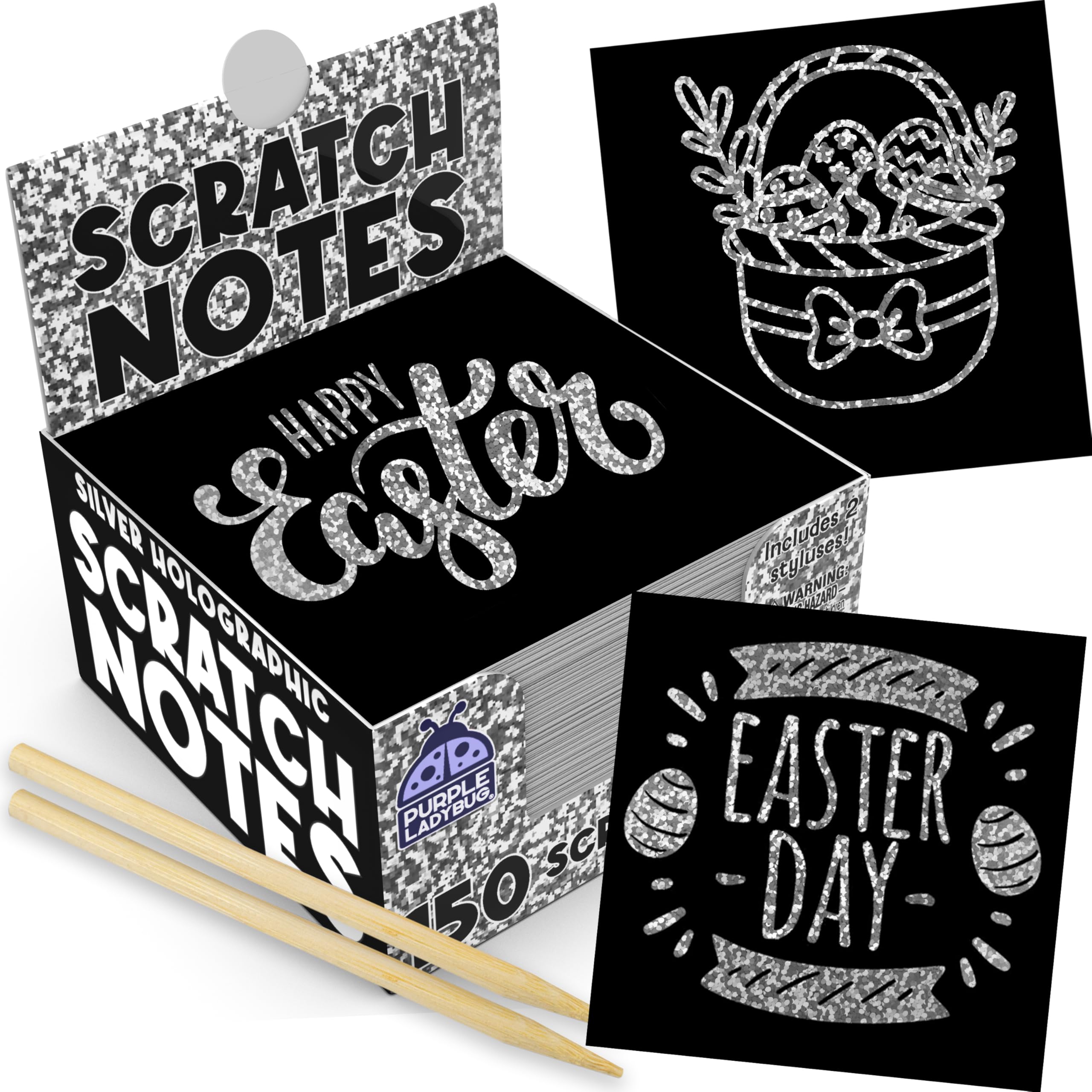 Purple Ladybug Silver Holographic Scratch Art Mini Notes - Scratch Art Notes Kids Games, Girls Stocking Stuffers for Kids, Teens, Boys, Christmas Gifts for Kid Arts & Crafts Supplies