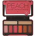 BYS On-The-Go Peach Eyeshadow Palette with Primer Highlighter and Mirror, 6 Eyeshadows, 1 Highlight, 1 Prime
