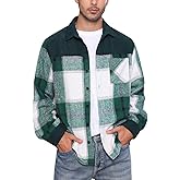 IBTOM CASTLE Men's Flannel Shirts Casual Button Down Plaid Shirt Jacket Long Sleeve Shacket with Pockets