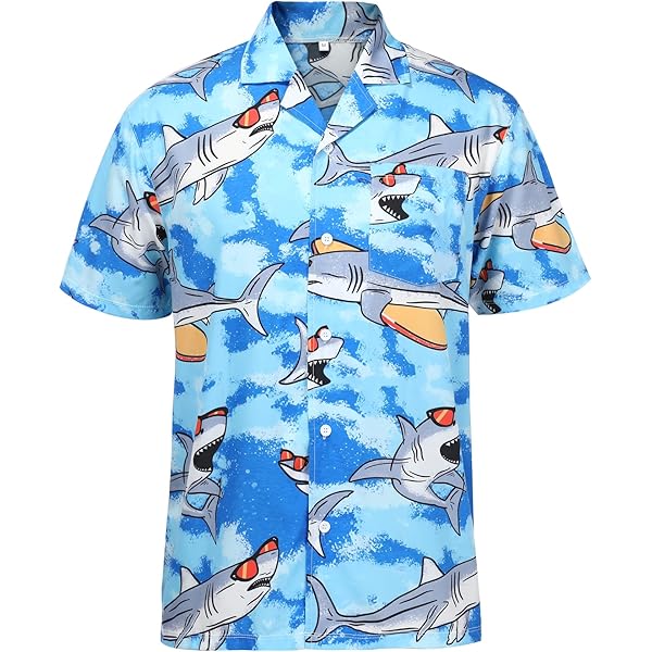 Amazon.com: Playful Shark Hawaiian Shirts for Men - Shark