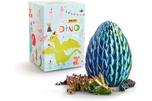 LEWELLRY 15 inches Dragon with Egg,Red-Yellow-Blue Dragon Toy,Articulated Crystal Dragon,Fidget Toy Cool