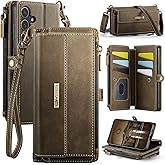 Taneny Wallet Case Compatible with Samsung Galaxy S25 with RFID Blocking Card Holder Wrist Strap Shoulder Strap, PU Leather Magnetic Snap Zipper Flip Phone Case Fit for Samsung Galaxy S25 (Brown)