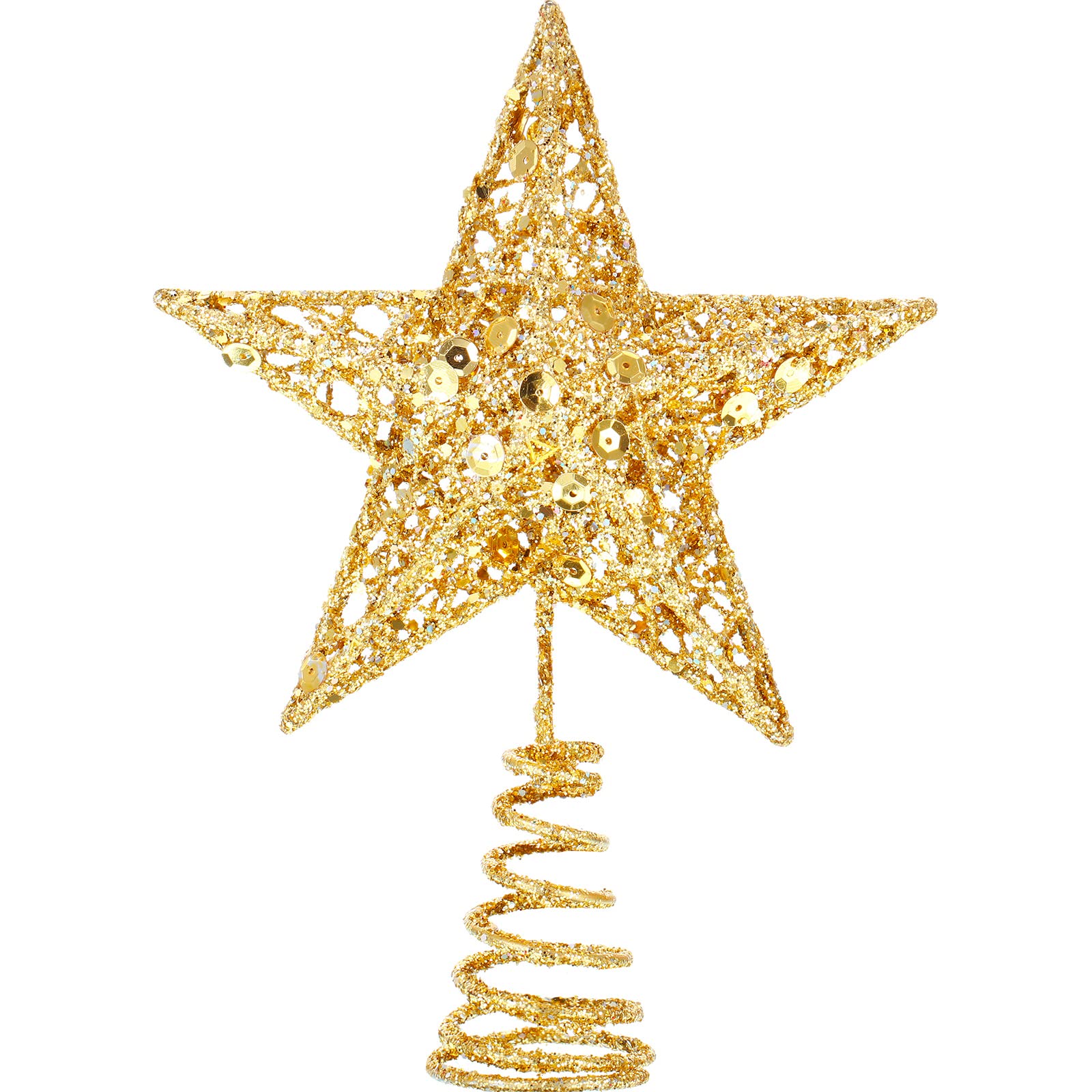 6 Inches Star Tree Topper Exquisite Shimmery Christmas Tree Topper for Christmas Tree Decoration (Gold)