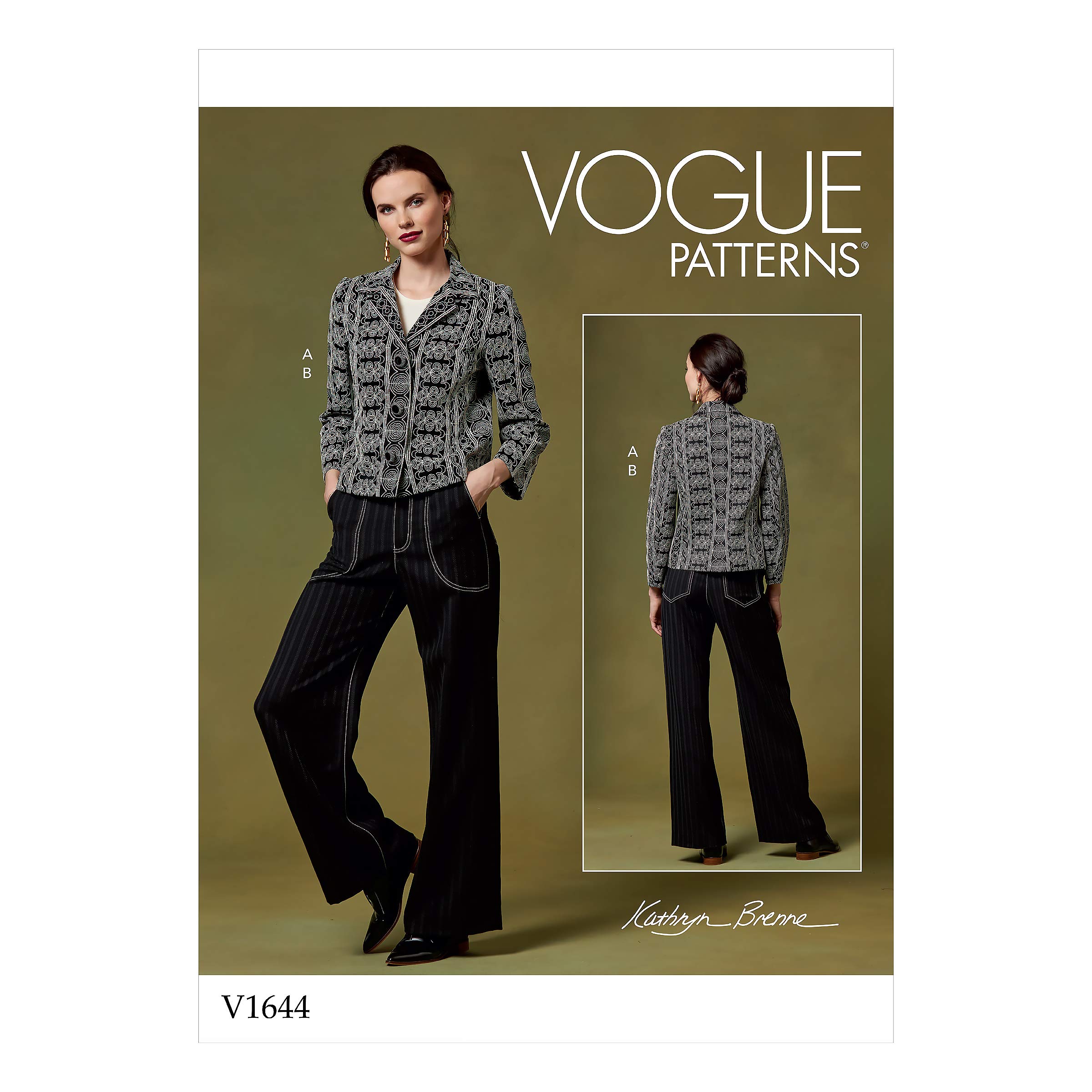 Vogue Patterns-V1644E5-Misses Suits & Coordinates; Misses Pants, Jumpsuits & Shorts; Misses Jackets & Vests, White
