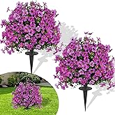 23" Set of 2 Artificial Boxwood Topiary Ball with Violet Flowers with Spikes for Outdoor , UV Resistant Faux Greenery Shrubs, Realistic Fake Bushes Plants for Garden, Yard, Front Porch, Patio Decor