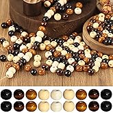 HERZWILD 600Pcs Natural Colors Wooden Beads Vintage Round Natural Brown Wooden Beads Large Hole Wood Hair Bead for Macrame Rosary Bracelet Jewelry Craft Making (9 * 10mm)