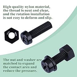 Pzsmocn 150 Pieces/50 Sets M6*20 mm Plastic Black