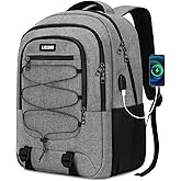 Grey Backpack for Men Women, Backpack for School, School Backpacks for Boys Girls Teens, 15.6 inch Laptop Back Pack with USB Charging Port, Large College Book Bag, Business Work Travel Bookbag