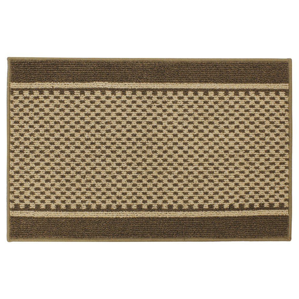JVL Bologna Latex Backed machine Washable Entrance Door Mat, Brown, Beige, Polypropylene/ Latex, Brown/Beige,, 57 x 90 x 1.2 cm
