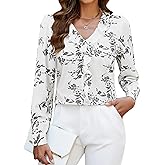 Blooming Jelly Womens Dressy Casual Blouse Business Long Sleeve Tops Ruffle V Neck Work Shirt Fall Outfit 2025