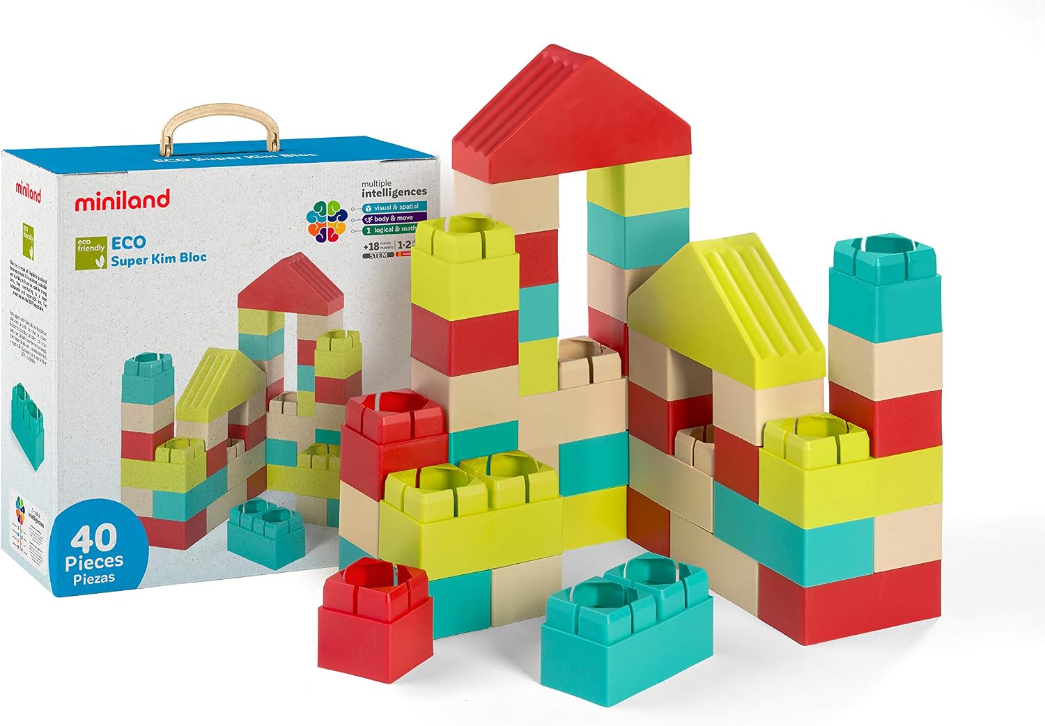 Miniland ECO SUPER KIM BLOC 40 PCS, Multicolor