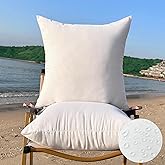 QSWRD 22 x 22 Outdoor Pillow Insert Large Throw Pillow Inserts Pack of 2 Water Resistant Patio Furniture Pillows Decorative Porch Couch Pillows Premium Square Sofa Pillow, White