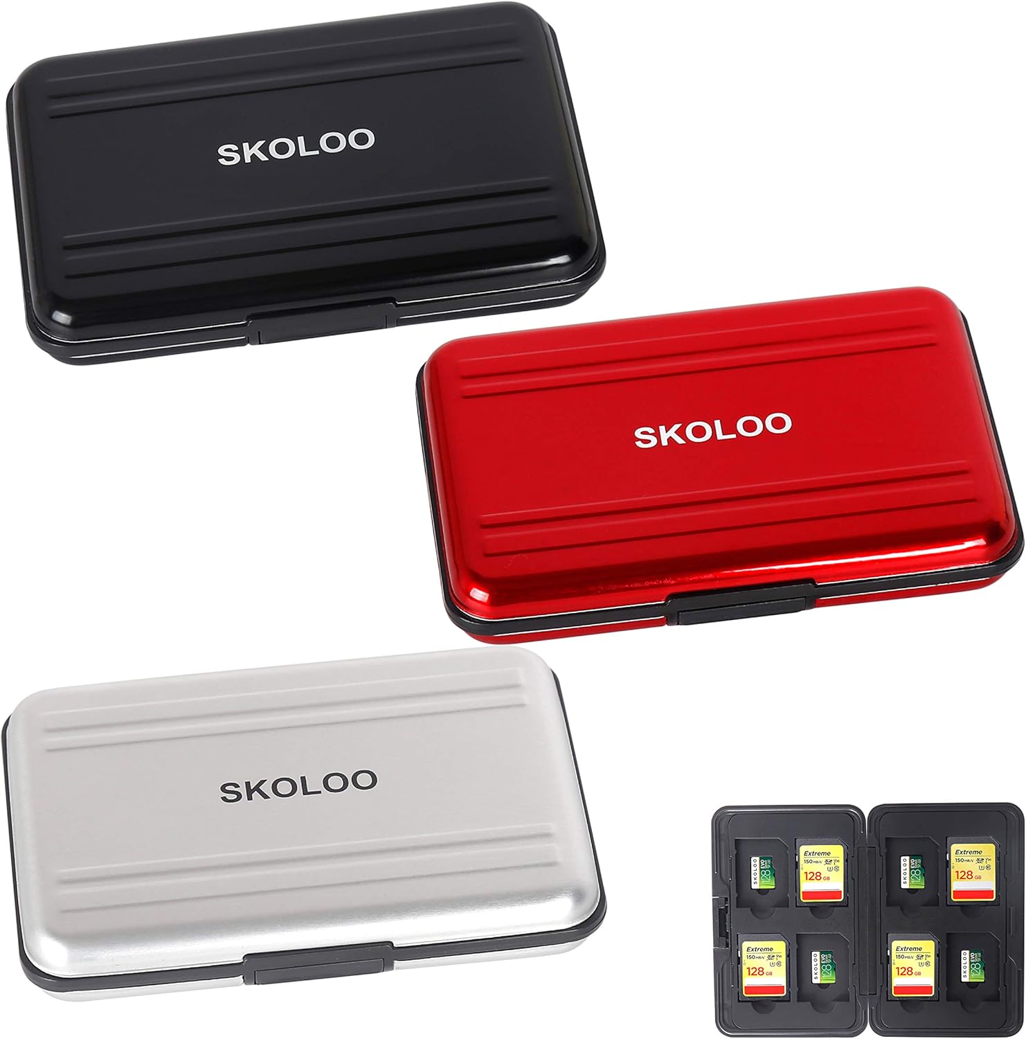 SD Card Cases Storage Micro SD Card Case Aluminum Orange, Blue, Rose Gold SKOLOO Metal SD Card