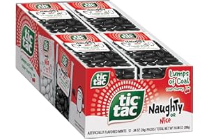 Tic Tac Naughty or Nice Lumps Of Coal Sour Cherry Mints, Hard Mints, Stocking Stuffer, 12 pack, 0.84 oz