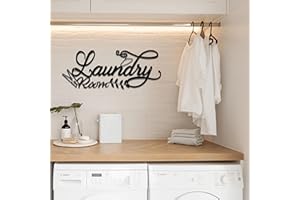 Metal Laundry Room Wall Decor Sign, Black Farmhouse Style, Decorative Wall Art,18.1 x 7.1 inch
