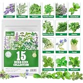 Groundio Herb Seeds, 15 Variety Packs, 5,700+ Non-GMO Heirloom Seeds | Herb Seeds for Planting Indoor, Outdoor &amp; Hydroponic, with Rosemary, Basil, Mint, Lavender, Lemon Balm Seeds