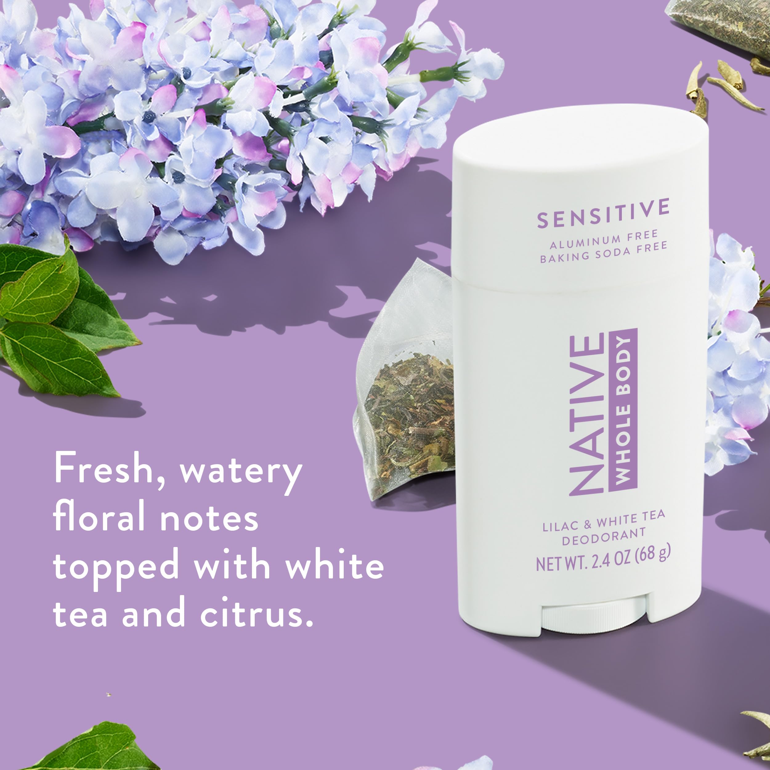 Native Whole Body Deodorant Stick Contains Naturally Derived Ingredients, Deodorant for Men and Women | 72 Hour Odor Protection, Aluminum Free with Coconut Oil and Shea Butter | Lilac & Tea