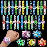 SCIONE 25 Pack Light Up Slap Bracelets for Kids, Dinosaur Party Favors for Kids 4-8-12, Valentine Goodie Bag Stuffers, Glow in The Dark supplies, treasure box toys for classroom
