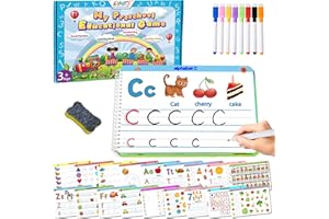 ALIANFLY Montessori Preschool Learning Tracing Workbook - Toddler Alphabet and Numbers Handwriting Practice Busy Activity Book Dry Erase, Autism Materials Prek Educational Toy for Kids Age 3 4 5