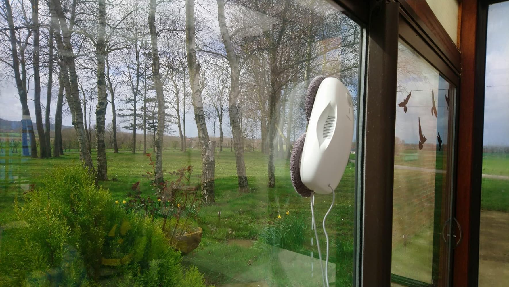 Tosima W2 Robot Limpiacristales, Limpieza Automática con Planificación Inteligente de Rutas, Potencia de Succión 3800Pa, Tecnología de Detección de Bordes, Control Remoto, Blanco