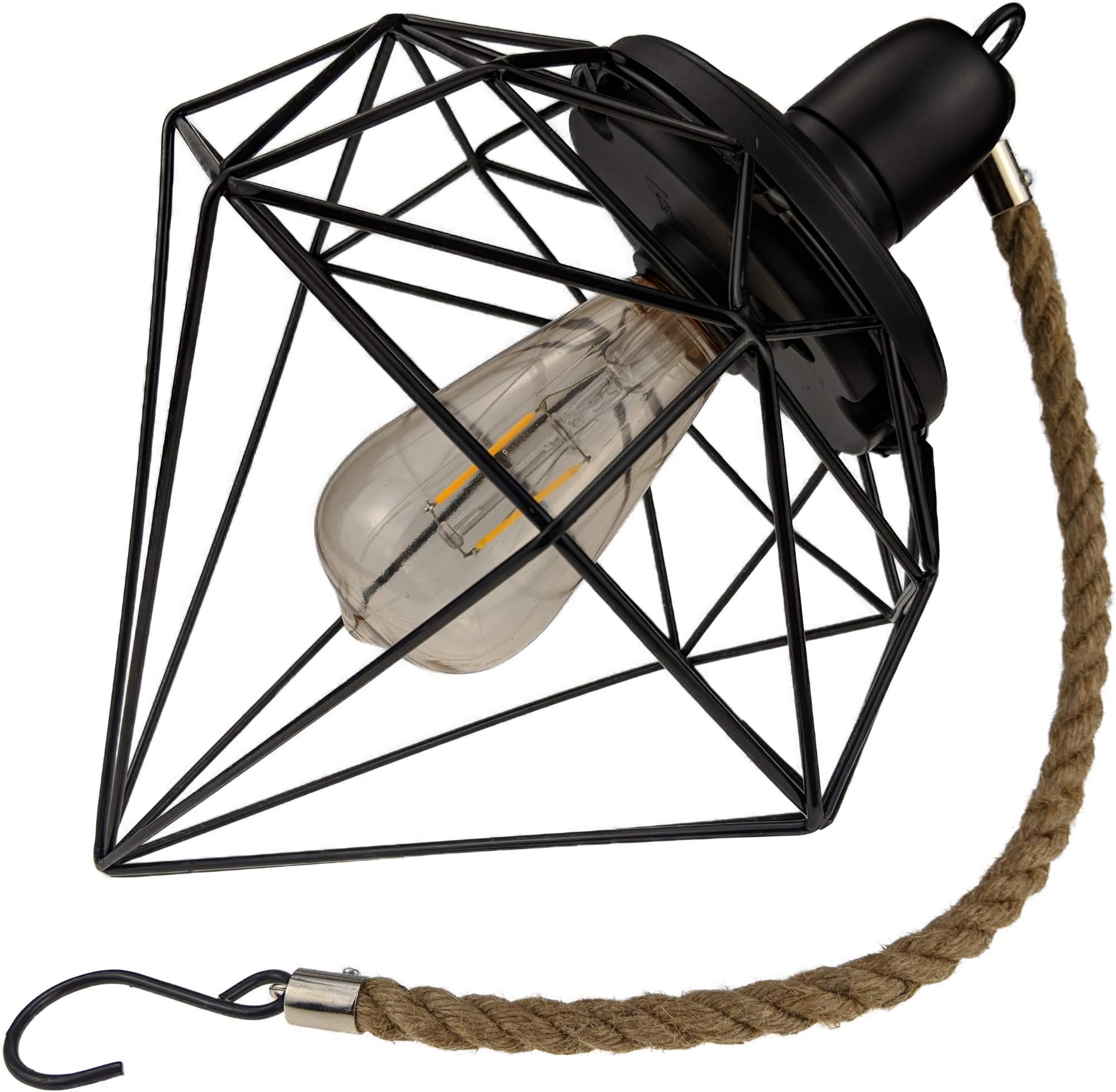 Yard Island Solar LED Edison Bulb Large Hanging Cage Lantern (Style 4)
