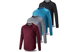 LIBERTY IMPORTS 4 Pack: Youth Boys Long Sleeve Shirts Dry Fit Athletic Clothes for Teens, Kids Active Performance Tshirts with Thumb Holes
