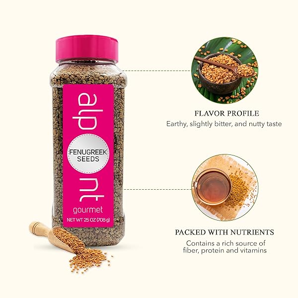 ALPONT GOURMET FENUGREEK SEEDS 25OZ (708G), ALL NATURAL, NON-GMO, PACKED TO KEEP IT FRESH, PREMIUM QUALITY