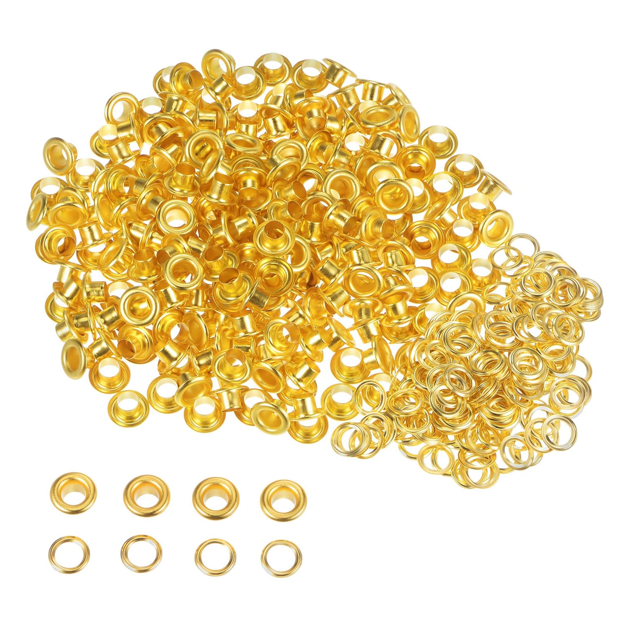 Trimming Shop 6mm Brass Eyelets with Washers, Durable & Rust - Proof Grommets for DIY Projects, Arts & Crafts, Shoes, Clothing, Bags Decoration (Gold, 100pcs)