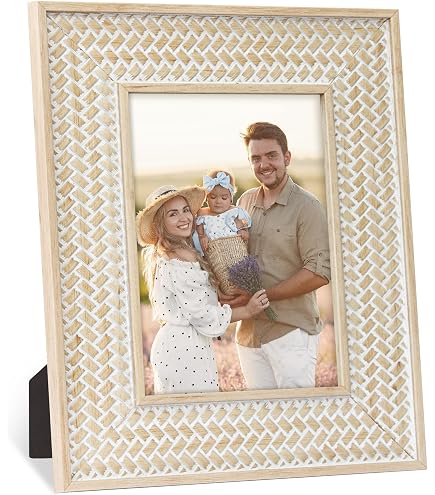 Two's Company Wicker Weave Photo Frame Set Of 2 - 4x6 & 5x7 Inch Rattan Picture Frames - View #2