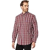 U.S. Polo Assn. Long Sleeve Yarn-Dye Stretch Plaid Woven Shirt Maroon Banner LG