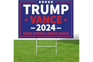 GTSABWAY Trump JD Vance 2024 Yard Sign with Heavy Duty Metal H-Frame,Durable Double Sided,Waterproof, "Make America Great Again" Perfect for Lawn, Garden, Patio Display, 17.3" x 12"