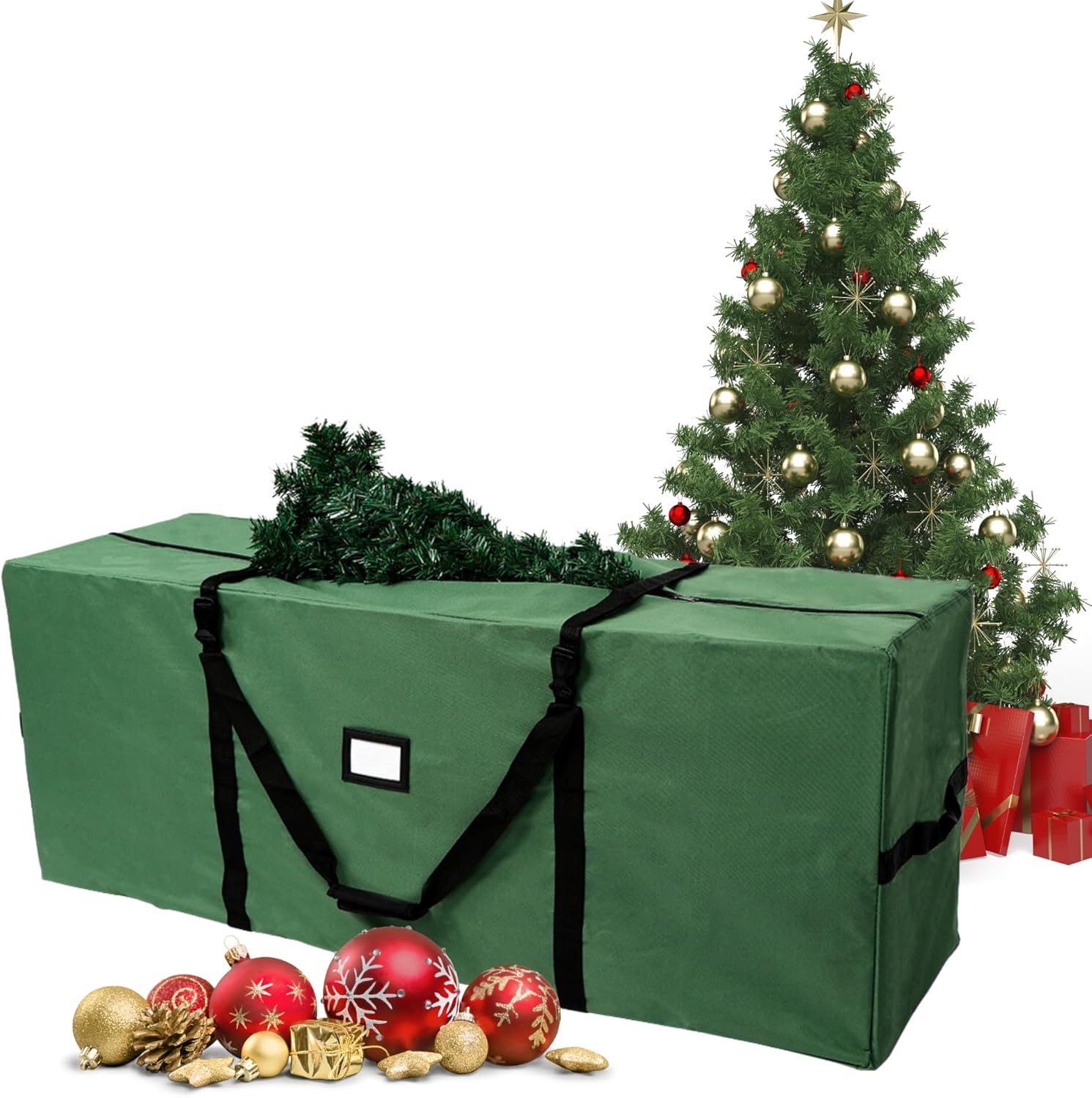 Holiday Décor Storage - Christmas Tree Storage Bag - 4ft Christmas Tree Bag for Home Storage, Christmas Tree Storage Box Oxford Cloth for Christmas Tree Storage - Artificial Tree Christmas Tree Bag (Green - 50in/4ft)