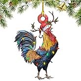 Funny Christmas Ornaments, Chicken Christmas Ornaments 2025 Acrylic Christmas Tree Decorations Hanging Pendant, Adults Men Friend Dad Xmas Ornaments Home Decor Gifts