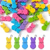 X1zuue Easter Bunny Charms Pendants - 50Pcs Bunny Peep Resin Enamel Jewelry Pendants He is Risen Rabbit Charms for Easter Spring Jewelry Making Earring Necklace Bracelet Making DIY Crafts Accessories