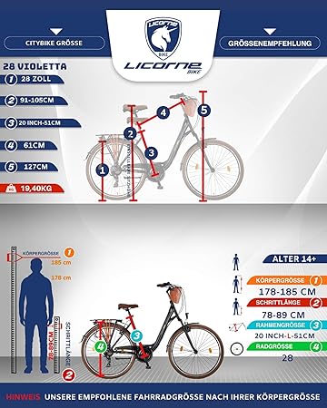 licorne bike premium city bike in 24 26 und 28 zoll fahrrad fur madchen jungen herren und damen 21 gang schaltung hollandfahrrad violetta anthrazit amazon de sport freizeit