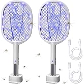 Lulu Home 2-in-1 Electric Bug Zapper Racket, 2 Packs | High Voltage LED Lighted Handheld Mosquito Swatter with 3 Layer Safety Mesh, USB Charging Portable Fly Killer Racquet