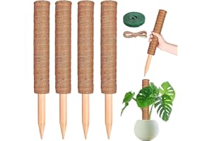 YAUNGEL Moss Pole, (16" X 4Pcs) Plant Support for Monstera, Coco Coir Poles Moss Stick Plant Pole for Plants Climbing to Grow