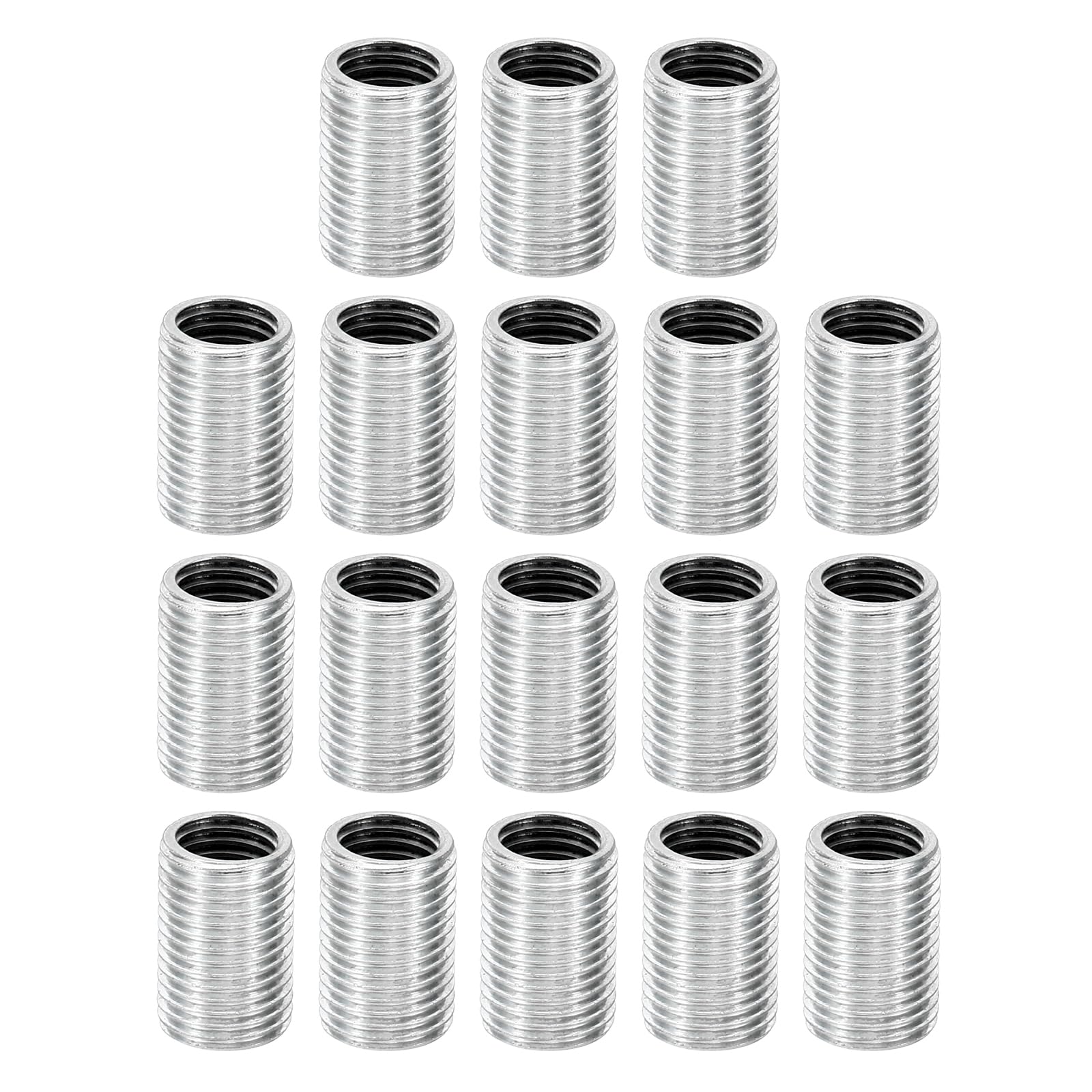 PATIKIL M10xM8x15mm Metal Threaded Repair Insert Nut, 18Pcs Male to Female Fine Thread Sleeve Inserts Reducing Nut Adapter Reducer Screw Sleeves, White Zinc