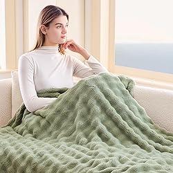 NEWCOSPLAY Twin Blanket for Couch Sage Green Super