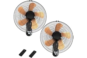 AZOUTDOOR 20 Inch Wall Mount Fan with Remote Control Wall Mounted Oscillating Fan with 3 Speed Settings,High Velocity Fans with Adjustable Tilt and Timing for Bedroom,Living room, Kitchen,office,Gold 2 Pack