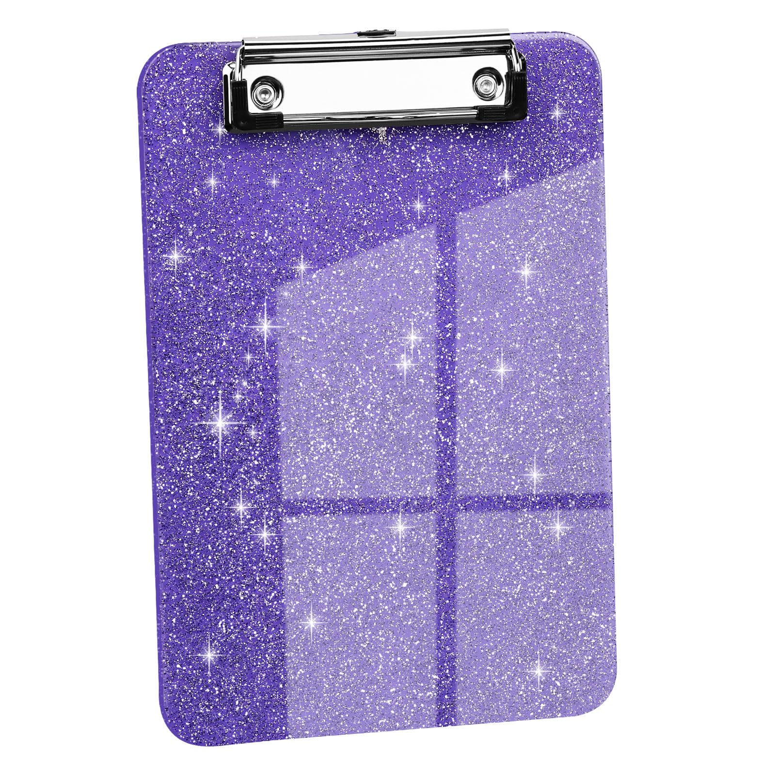 View 1 of 1 PCS A5 Size Clipboards,Size 6" x 9"in ClipBoard,Glitter Clipboard with Low Profile Clip,Sparkle Plastic Clipboard,Cute Hanging Clip Board for Office Supplies Clipboards for Kids Clip Boards-Purple